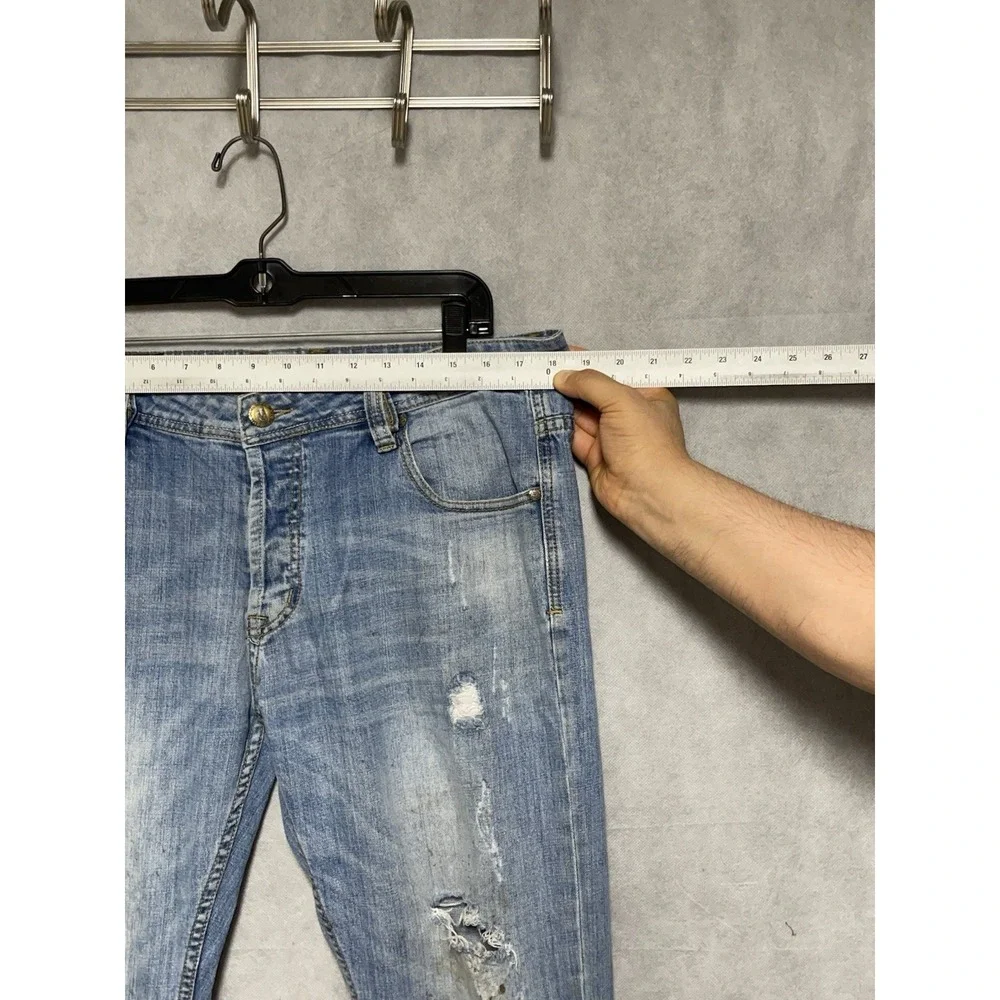 Diesel X Adidas Jeans Men 36X31 Blue Italy ADI-LARKEE Distressed Denim Straight